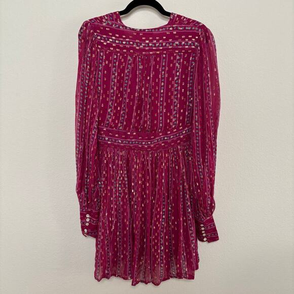 NWT Oliphant V-Neck Long Sleeve Mini Dress in Melrose Magenta Size XS - Picture 6 of 6